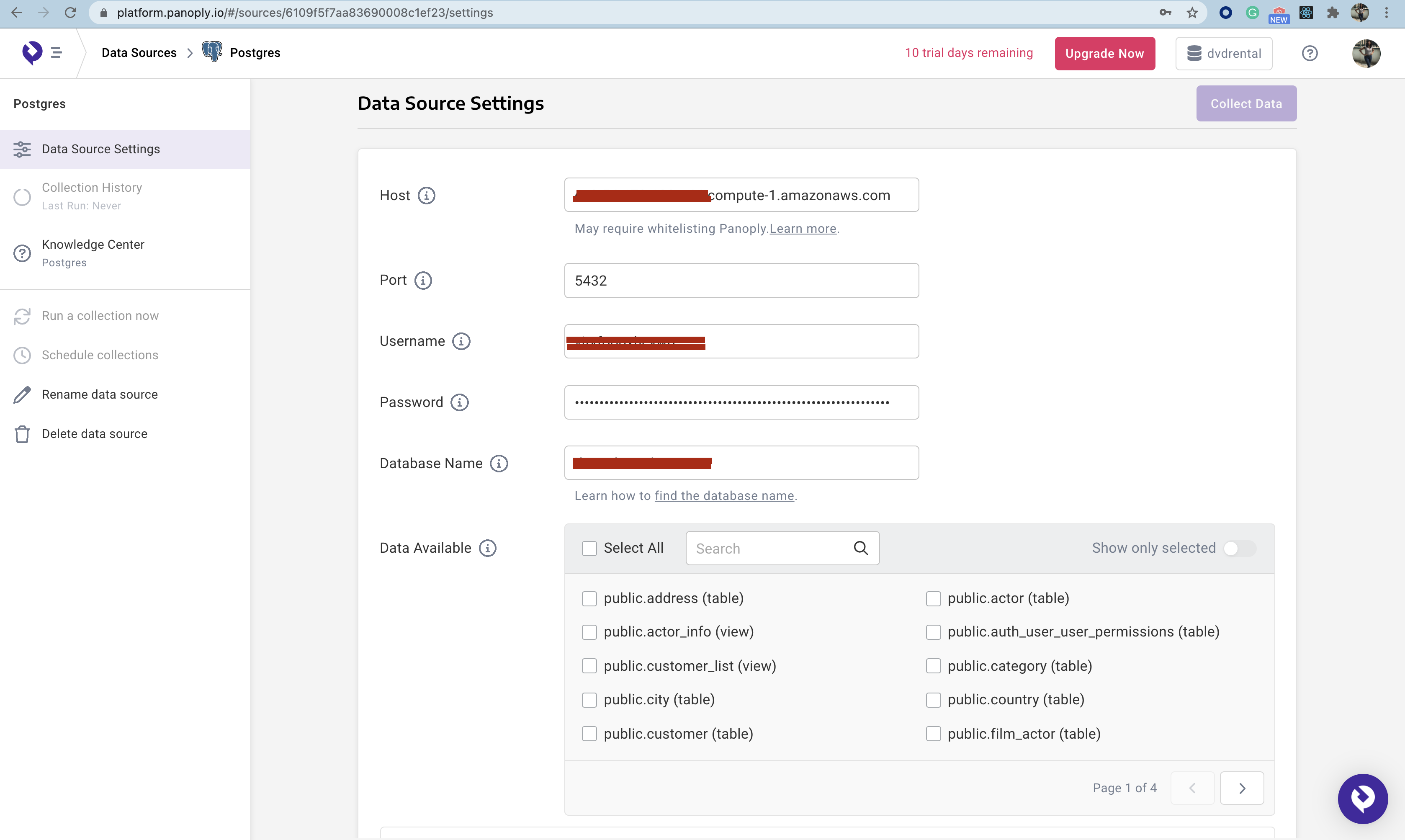 Connection for Postgres on Panoply
