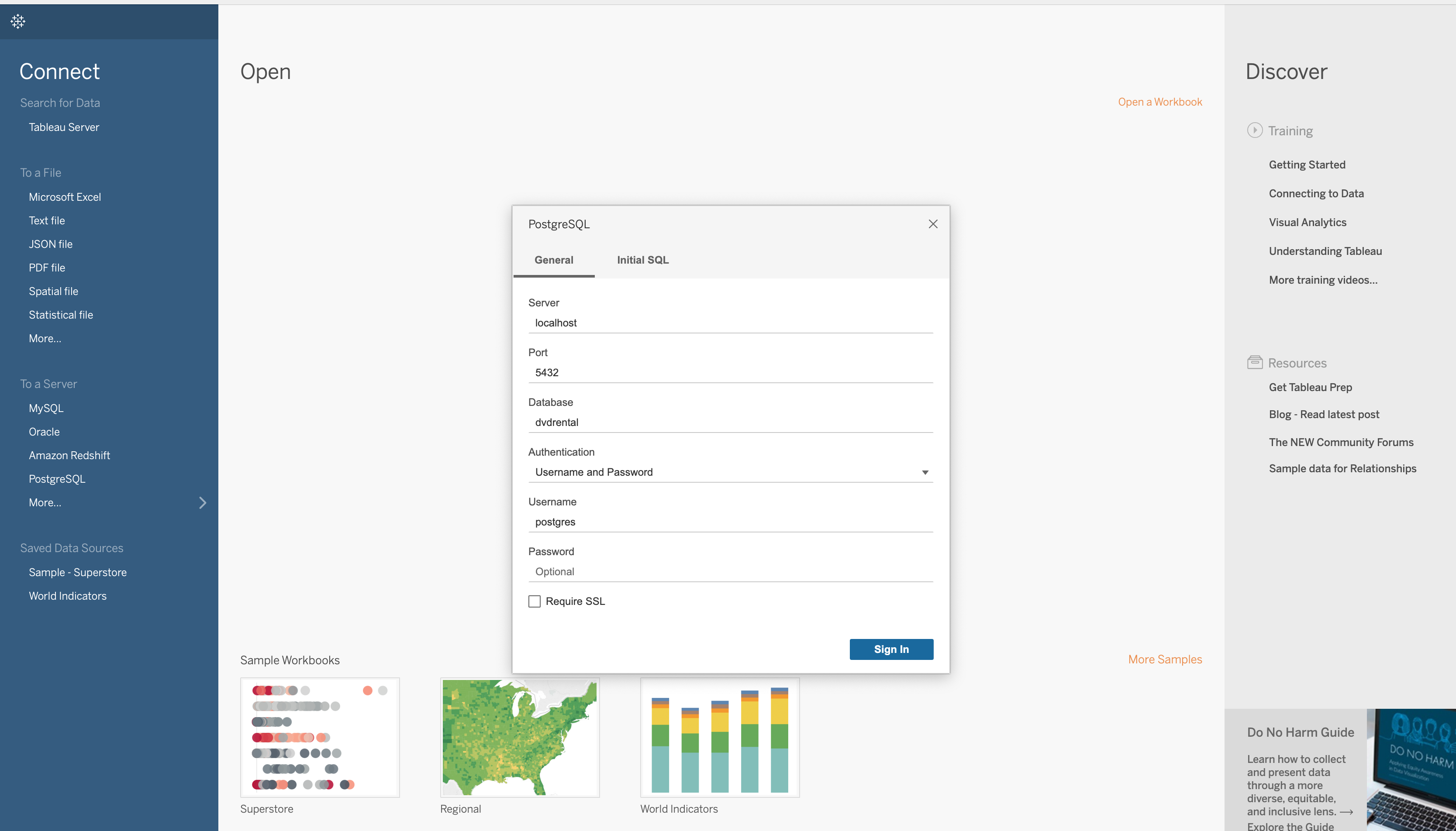 Tableau connection box