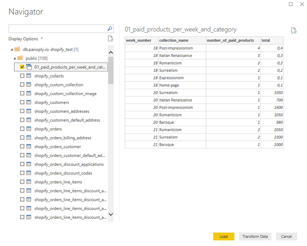 Power BI Tables