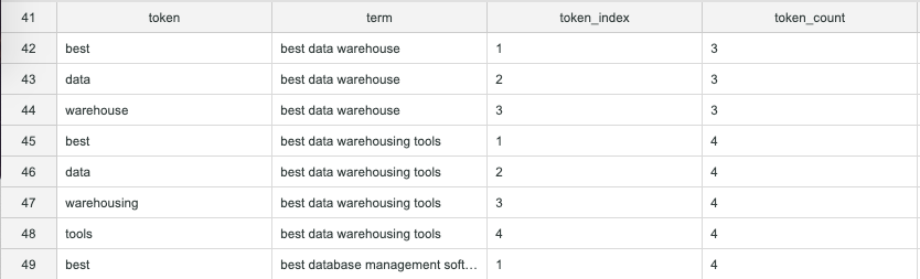 Search query tokens